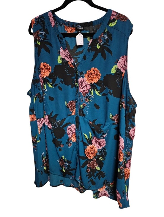torrid Tops - torrid Teal Floral Button-Front Sleeveless Top